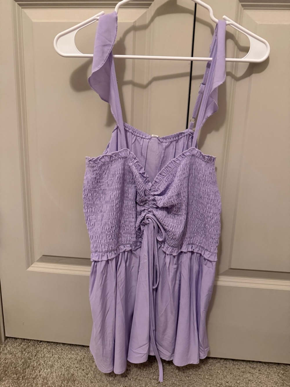 Lavender Smocked Tie-Front Mini Dress